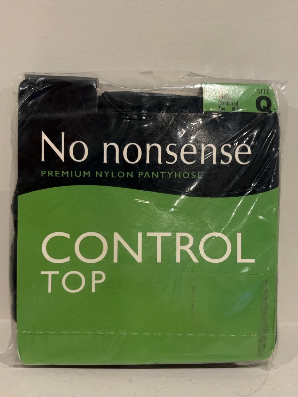 No Nonsense Control Top Nylon Pantyhose - Off Black - Size Q2 - NWT!! stockings